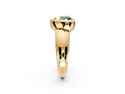 Solitaire Engagement Ring Setting for Fancy Green Heart-Shaped Center with Wide Band and Bezel Head in Yellow Gold