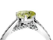 Solitaire Engagement Ring Setting for Fancy Yellow Heart-Shaped Center with Crossover Accents and Prong Head in Platinum