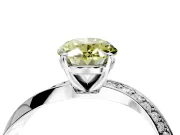Side Accent Engagement Ring Setting for Fancy Yellow Oval Center with Accent Shoulders and Prong Head in Sterling Silver