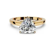 Solitaire Engagement Ring Setting for Heart-Shaped Center with Basket Rail and Prong Head in Yellow Gold