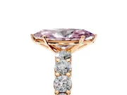 Shared-Prong Engagement Ring Setting for Fancy Pink Marquise Center with Graduated Accents and Prong Head in Rose Gold
