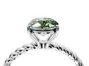 Solitaire Engagement Ring Setting for Fancy Green Oval Center with 2-Strand Rope Twist Band and Prong Head in White Gold