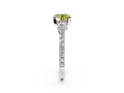Solitaire Engagement Ring Setting for Fancy Yellow Round Cut Center with Widening Pave Band and Claw Prong Head in Platinum