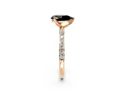 Solitaire Engagement Ring Setting for Fancy Black Pear-Shaped Center with Fine Pave Accents and Prong Head in Rose Gold