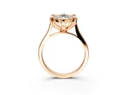 Single Halo Engagement Ring Setting for Marquise Center with Corner Claws, Plain Band and Prong Head in Rose Gold
