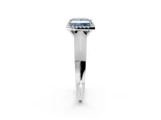 Halo Engagement Ring Setting for Fancy Blue Princess Cut Center with Knife Ridge Cathedral Band and Prong Head in Platinum