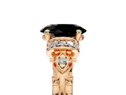 Solitaire Engagement Ring Setting for Fancy Black Oval Center with Filigree Band and Prong Head in Rose Gold
