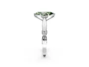 Solitaire Engagement Ring Setting for Fancy Green Marquise Center with Carved Leaf Shoulders and Prong Head in Platinum