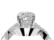 Halo Engagement Ring Setting for Cushion Cut Center with Pave Infinity Twist Band and Prong Head in Platinum