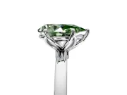 Solitaire Engagement Ring Setting for Fancy Green Pear-Shaped Center with Thin Rounded Plain Band and Prong Head in Sterling Silver