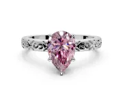 Solitaire Engagement Ring Setting for Fancy Pink Pear-Shaped Center with Scrollwork Band and Prong Head in Sterling Silver