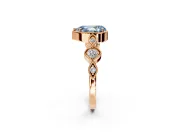Vintage Station Engagement Ring Setting for Fancy Blue Pear-Shaped Center with Accents and Prong Head in Rose Gold