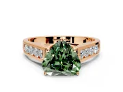 Solitaire Engagement Ring Setting for Fancy Green Heart-Shaped Center with Cathedral Channel Band and Prong Head in Rose Gold