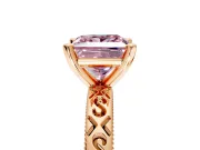 Solitaire Engagement Ring Setting for Fancy Pink Princess Cut Center with Scrollwork Band and Prong Head in Rose Gold