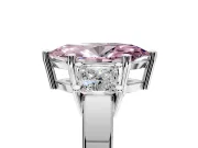 3 Stone Engagement Ring Setting for Fancy Pink Marquise Center with Matching Side Accents and Prong Head in Sterling Silver