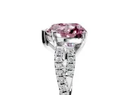 Solitaire Engagement Ring Setting for Fancy Pink Heart-Shaped Center with Twisted Pave Split Shank and Prong Head in White Gold