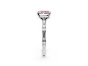 Solitaire Engagement Ring Setting for Fancy Pink Radiant Cut Center with Bamboo Band and Prong Head in Platinum