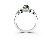 Leaf Engagement Ring Setting for Fancy Green Marquise Center with Milgrain Accent Band and Prong Head in Sterling Silver