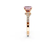Solitaire Engagement Ring Setting for Fancy Pink Asscher Cut Center with Crossover Accents and Prong Head in Rose Gold