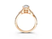 Solitaire Engagement Ring Setting for Marquise Center with Pave Rail Split Shank and Prong Head in Rose Gold