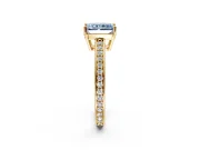 Solitaire Engagement Ring Setting for Fancy Blue Radiant Cut Center with Channel-Set Accent Band and Prong Head in Yellow Gold