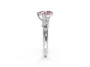5 Stone Engagement Ring Setting for Fancy Pink Pear-Shaped Center with Graduated Accents and Prong Head in Platinum