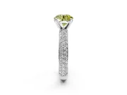 Solitaire Engagement Ring Setting for Fancy Yellow Round Cut Center with Domed Multi-Row Pave Band and Prong Head in Sterling Silver