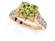 Solitaire Engagement Ring Setting for Fancy Yellow Heart-Shaped Center with Pave Cathedral Shoulders and Prong Head in Rose Gold