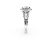 Halo Engagement Ring Setting for Oval Center with Two-Strand Split Shank and Prong Head in Platinum