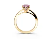 Solitaire Engagement Ring Setting for Fancy Pink Cushion Cut Center with Basket Rail and Prong Head in Yellow Gold