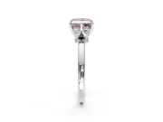 Solitaire Engagement Ring Setting for Fancy Pink Princess Cut Center with Plain Band and Tulip Prong Head in Sterling Silver