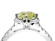 Floral Engagement Ring Setting for Fancy Yellow Cushion Cut Center with Pave Band and Floral Prong Head in Platinum