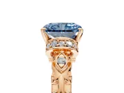 Solitaire Engagement Ring Setting for Fancy Blue Radiant Cut Center with Filigree Band and Prong Head in Rose Gold