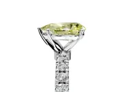 Open Basket Engagement Ring Setting for Fancy Yellow Pear-Shaped Center with Pave Band and Prong Head in Platinum
