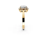 Starburst Halo Engagement Ring Setting for Princess Cut Center with Flat Cathedral Band and Prong Head in Yellow Gold