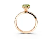 Open Basket Engagement Ring Setting for Fancy Yellow Heart-Shaped Center with Pave Band and Prong Head in Rose Gold
