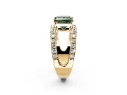 Solitaire Engagement Ring Setting for Fancy Green Princess Cut Center with Wide-Open Split Shank and Prong Head in Yellow Gold