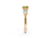 3 Stone Engagement Ring Setting for Fancy Yellow Cushion Cut Center with Large Pear-Shaped Accents and Prong Head in Rose Gold
