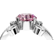 Solitaire Engagement Ring Setting for Fancy Pink Round Cut Center with Twisted Band and Scroll Prong Head in Sterling Silver