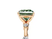 Solitaire Engagement Ring Setting for Fancy Green Princess Cut Center with Bezel Station Band and Prong Head in Rose Gold