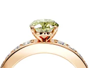 Solitaire Engagement Ring Setting for Fancy Yellow Oval Center with Channel-Set Accents and Prong Head in Rose Gold