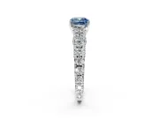Solitaire Engagement Ring Setting for Fancy Blue Cushion Cut Center with Pave Cathedral Shoulders and Prong Head in Sterling Silver