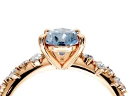 Solitaire Engagement Ring Setting for Fancy Blue Pear-Shaped Center with Trailing Leaf Accent Band and Prong Head in Rose Gold