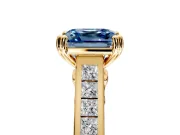Solitaire Engagement Ring Setting for Fancy Blue Asscher Cut Center with Channel Band and Double Claw Prong Head in Yellow Gold