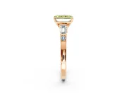 Bar-Set Engagement Ring Setting for Fancy Yellow Radiant Cut Center with Tapered Baguette Accents and Prong Head in Rose Gold