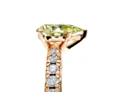 Solitaire Engagement Ring Setting for Fancy Yellow Pear-Shaped Center with Large Accents and Prong Head in Rose Gold
