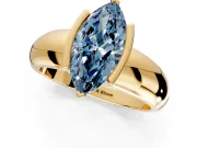 Tension Engagement Ring Setting for Fancy Blue Marquise Center with Wide Flat Band and Tension Head in Yellow Gold