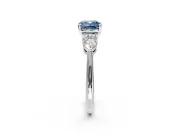 3 Stone Engagement Ring Setting for Fancy Blue Cushion Cut Center with Large Pear-Shaped Accents and Prong Head in White Gold