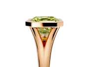 Solitaire Engagement Ring Setting for Fancy Yellow Asscher Cut Center with V Split Shank and Bezel Head in Rose Gold