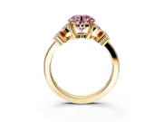 Floral Engagement Ring Setting for Fancy Pink Round Cut Center with Marquise Cluster Shoulders and Prong Head in Yellow Gold